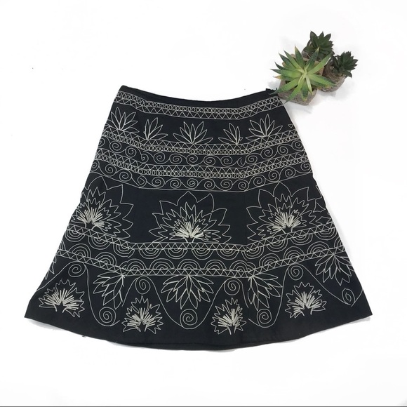 Talbots Black Embroidered Skirt #687
